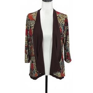 Chic Brown and Multi-Color Patterned Women's reversible jacket